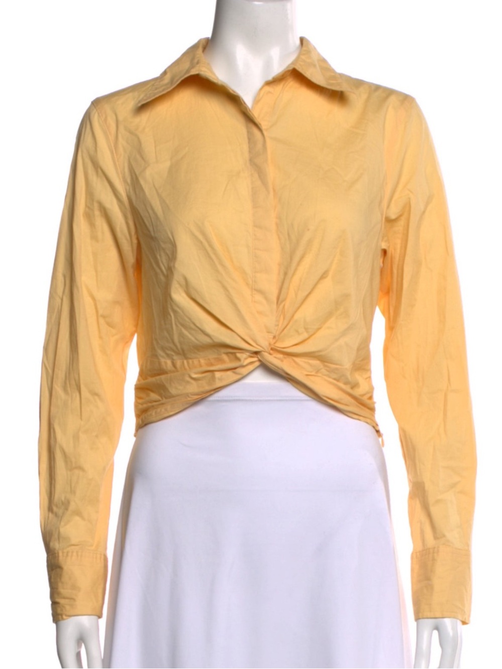Jason Wu Yellow Cotton Cropped Twist Blouse